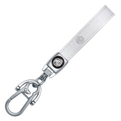 MG key fob, keychain white leather