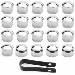 Bolt covers, for wheel bolts 17mm, set of 16+4 chrome
