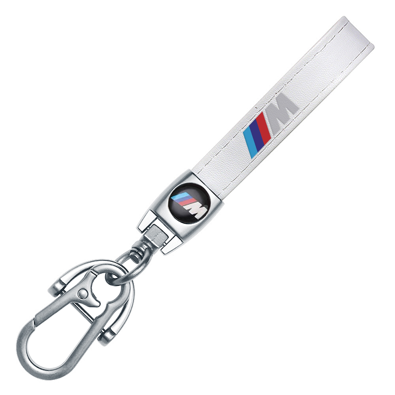 BMW M key fob, keychain white leather