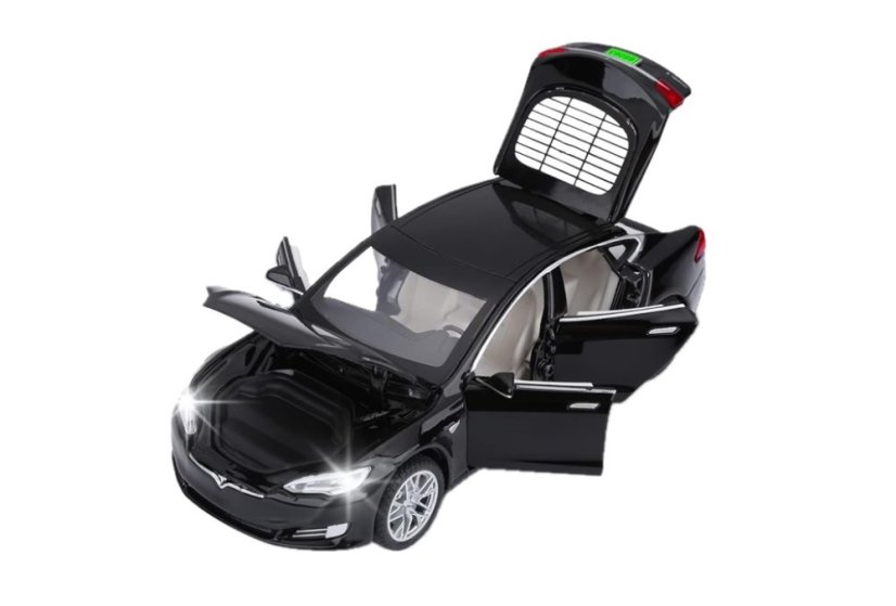 Tesla model S toy metal model battery lights sound 1:32 black