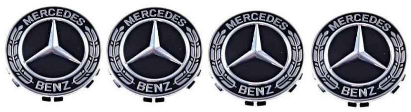 4pcs Wheel center caps MERCEDES BENZ 75mm black chrome A2224002200 9040