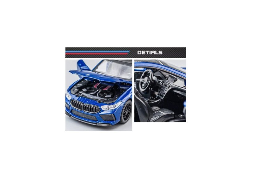 BMW M8 metal model toy battery lights sound 1:32 Blue