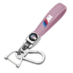 BMW M key fob, keychain, pink leather