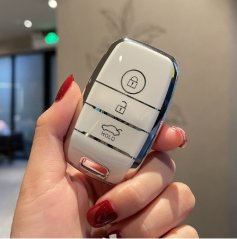 LUXURY key cover for KIA cars white glossy/Chrome