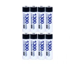 8 pcs DOUBLEPOW powerful rechargeable batteries AA 1300 mAh 1.2V Ni-Mh, 1500x charge