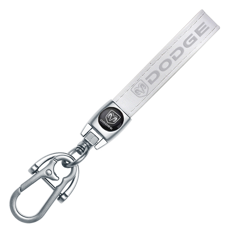 DODGE key fob, keychain white leather DODGE key fob, keychain white leather