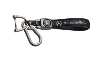 MERCEDES BENZ key fob, keychain black leather