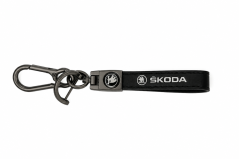 ŠKODA key fob, keychain black leather