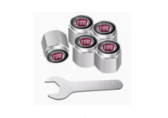 4 pcs FIAT valve caps, valve covers silver/chrome