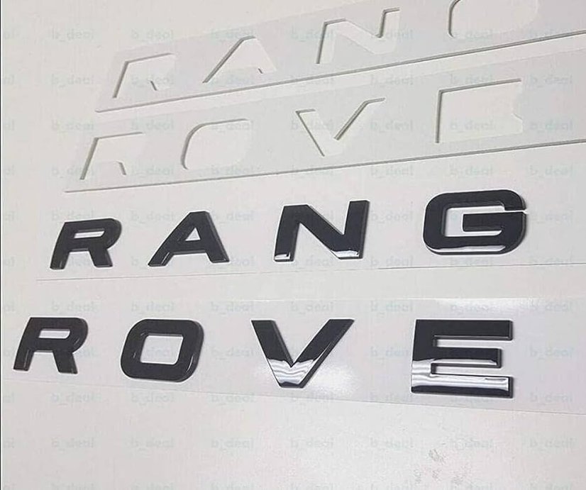 RANGE ROVER sign with letter template - glossy black (35.4x3.1cm)