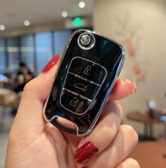 LUXURY capa de chave para carros KIA branco preto brilhante/cromado