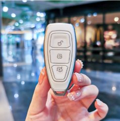 LUXURY key cover for FORD cars white glossy/Chrome