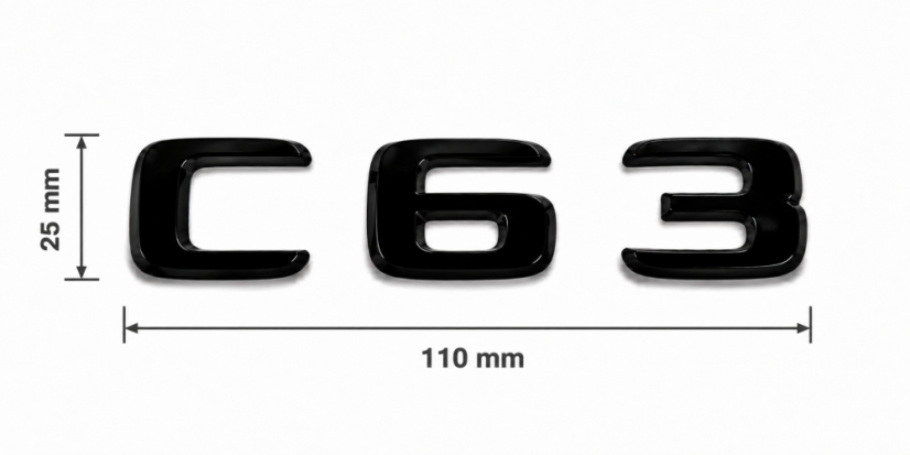 Mercedes lettering C63 - glossy black 110mm