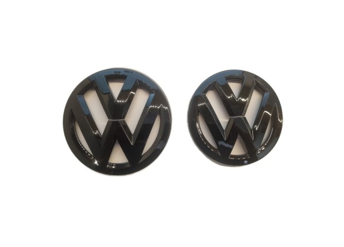 VW GOLF V MK5 (2003-2010) Emblem vorne und hinten, Logo (12,8cm a 11,3cm) – schwarz glänzend