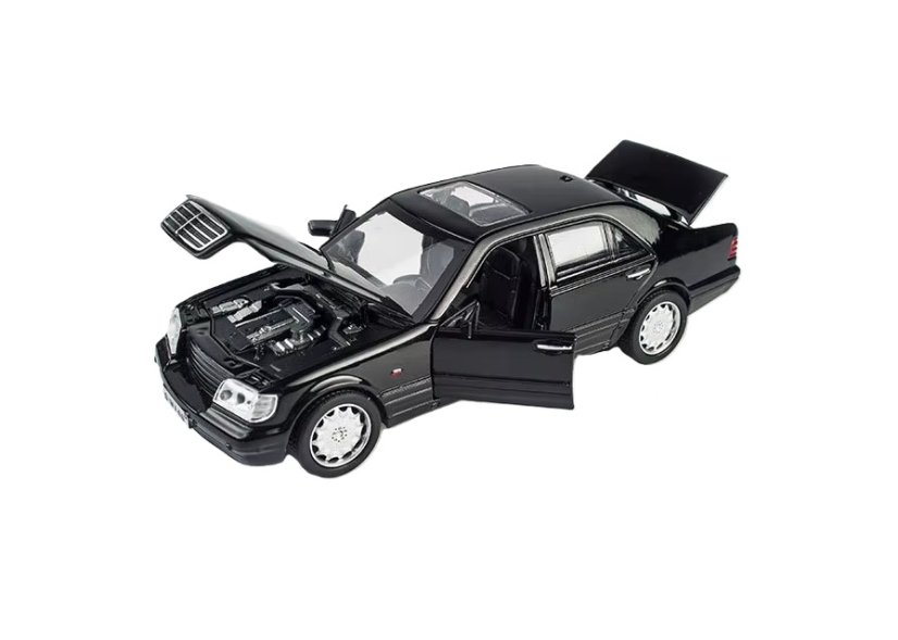 Mercedes Benz S W140 metalen model speelgoedbatterijverlichting klinkt 1:24 Zwart