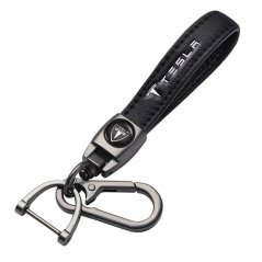 TESLA key fob, keychain black leather