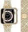 APPLE WATCH Band for Women Screen Protector Diamond Crystal Protective Case with Metal Band for iWatch Series 7/8 Gold 41mm