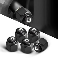 4 pcs RENAULT valve caps, black valve covers