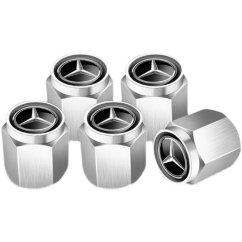 4 pcs MERCEDES BENZ valve caps, valve covers silver/chrome