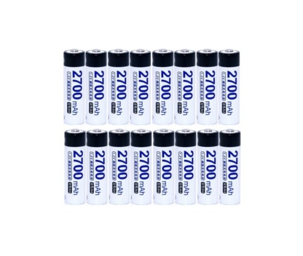 16 pcs DOUBLEPOW powerful rechargeable batteries AA 2700 mAh 1.2V Ni-Mh, 1500x charge