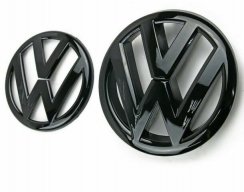Emblema dianteiro e traseiro Volkswagen PASSAT CC 2013-2018, logotipo (15cm e 11cm) - preto brilhante