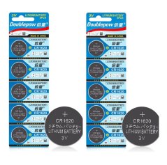 10x DOUBLEPOW piles au lithium CR1620 3V