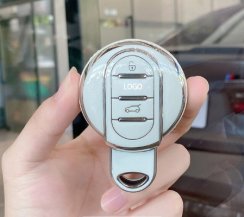 LUXURY nøglebetræk til BMW MINI biler hvid blank/Chrome