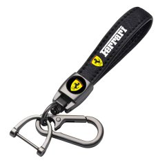Ferrari key fob, keychain black leather