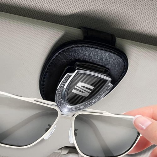 SEAT Lederhalter für Brille für den Bildschirm, Halter für Brille -  schwarzes Leder :: capforwheel