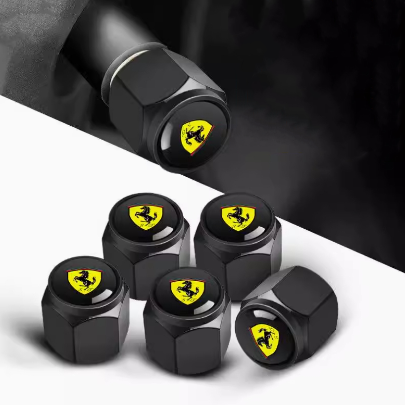4 pcs FERRARI valve caps, black valve covers