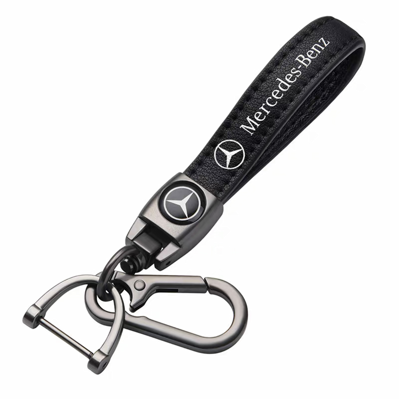 MERCEDES BENZ key fob, keychain black leather