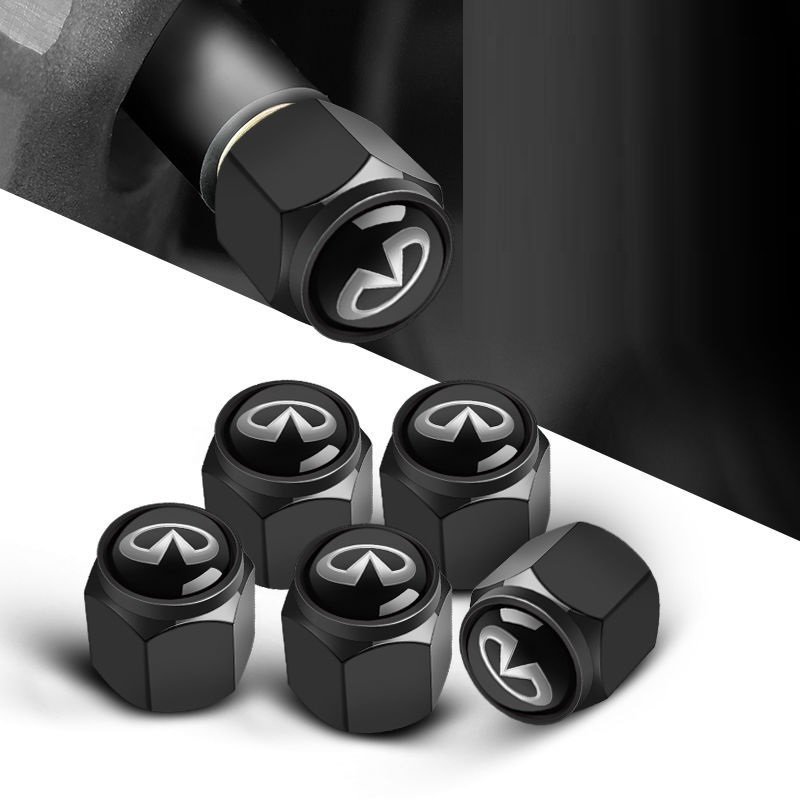4 pcs INFINITI valve caps, black valve covers