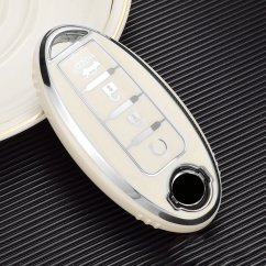 LUXURY key cover for NISSAN cars white glossy/Chrome