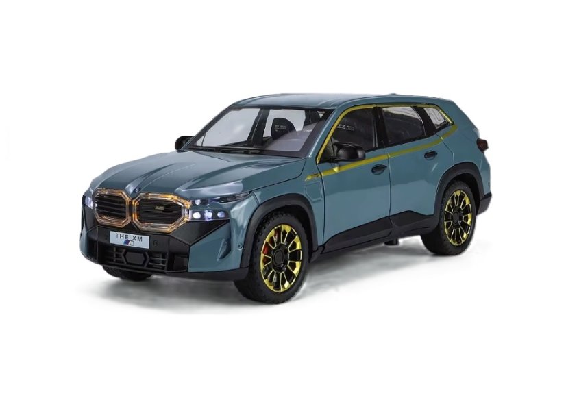 BMW XM speelgoed metalen model verlichting op batterijen geluid 1:24 Blauw