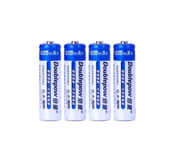 4 piles Rechargeables DOUBLEPOW puissantes AA 1200 mAh 1,2 V Ni-Mh, charge 1500x