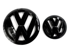 VW T-CROSS (2019-2020) front and rear emblem, logo (14cm and 9,3cm) - glossy black