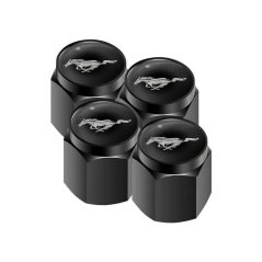 4 pcs FORD MUSTANG valve caps, black valve covers