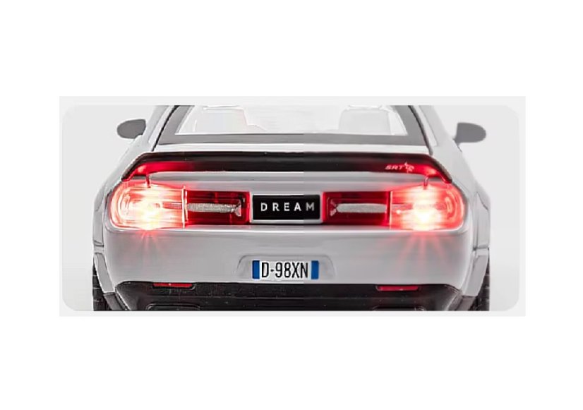 Dodge Challenger Helicat SRT metalen model speelgoedbatterijverlichting klinkt 1:32 grijs