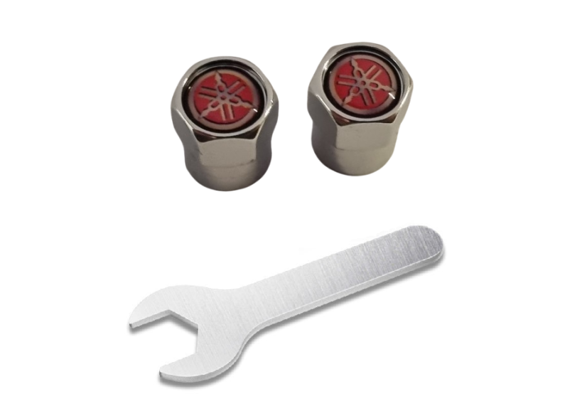 2 pcs YAMAHA valve caps, silver valve covers