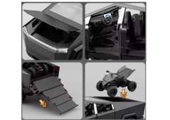 RC Tes Cybertruck kovový model hračka na baterie světla zvuk 1:24 Černá