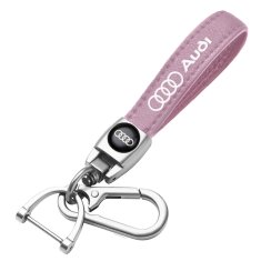 AUDI key fob, keychain pink leather