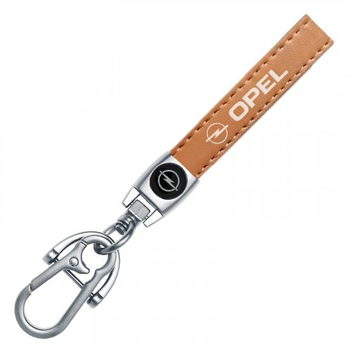 OPEL key fob, keychain brown leather