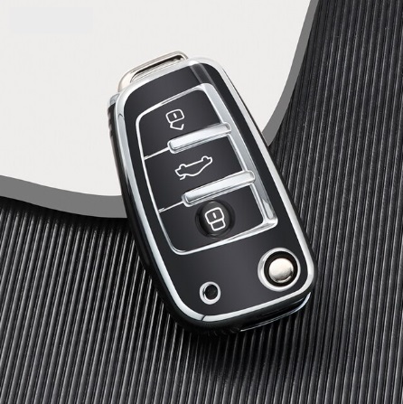 LUXURY key cover for AUDI cars black glossy/chrome