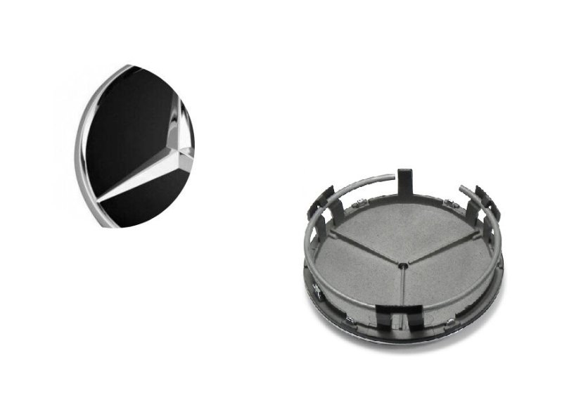 Wheel center cap MERCEDES BENZ 75mm black chrome B66470202