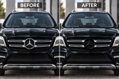 Gloss black front grille emblem for Mercedes-Benz ML, GLC, GLE, and GLS (2013–2019)