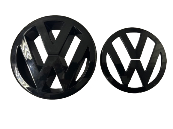 VW GOLF V  MK5 (2003-2010) front and rear emblem, logo (12,5cm a 11,3cm) - black glossy