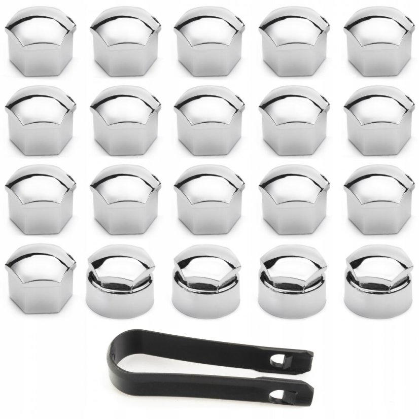Bolt covers, for wheel bolts 17mm, set of 16+4 chrome