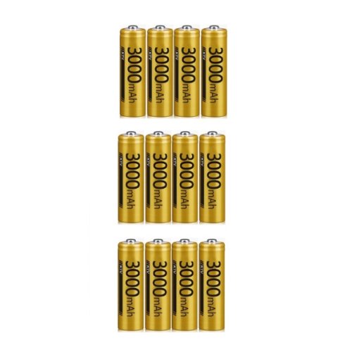 12 unidades de baterias recarregáveis ​​poderosas DOUBLEPOW AA 3000 mAh 1.2V Ni-Mh, carga 1500x