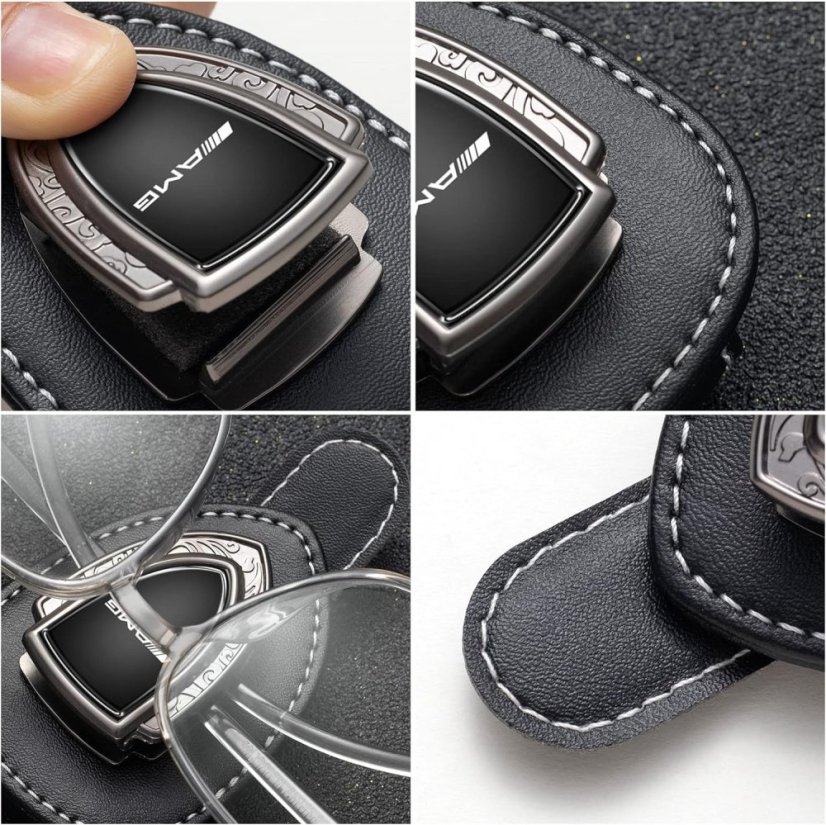 MERCEDES AMG leather holder for glasses for the screen, holder for glasses - black leather