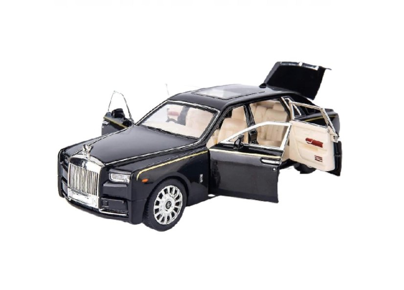 Rolls-Royce Phantom metalen model speelgoedbatterijverlichting klinkt 1:24 Zwart